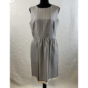 Pre-Owned Women’s Miss Wu Lace Print Silk Twill Dress, Cream & Black color Sz 10